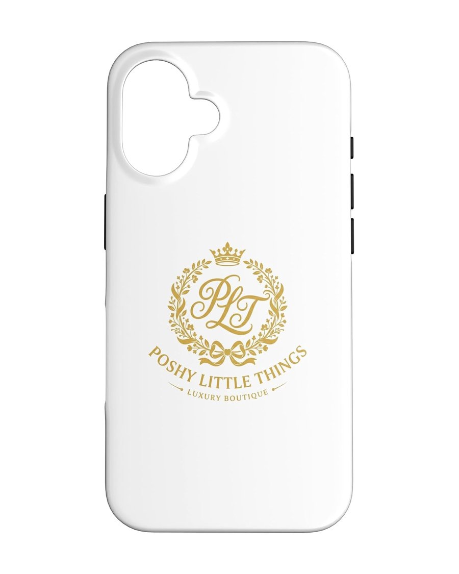 Poshy Little Things crest on an iPhone case